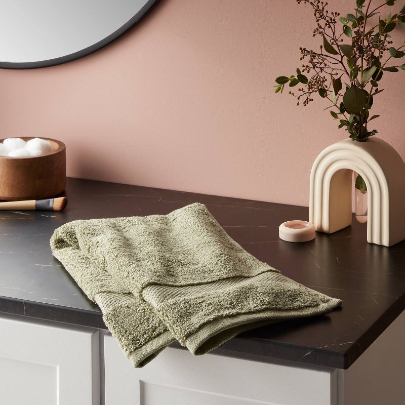 slide 2 of 5, Performance Plus Hand Towel Light Green - Threshold™: Cotton Terry, Fade-Resistant, 550 GSM, OEKO-TEX Certified, 1 ct