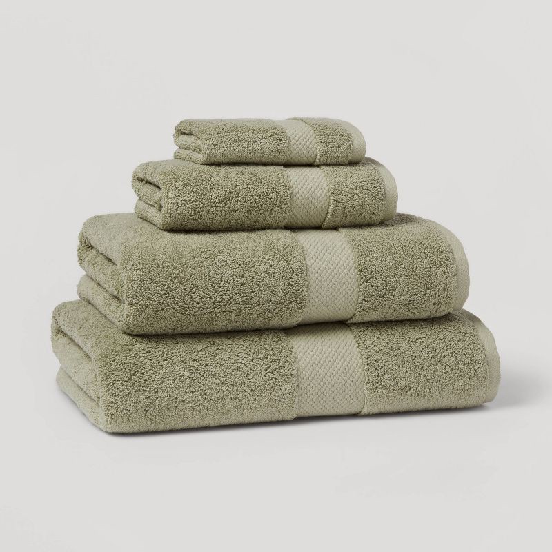 slide 4 of 5, Performance Plus Hand Towel Light Green - Threshold™: Cotton Terry, Fade-Resistant, 550 GSM, OEKO-TEX Certified, 1 ct