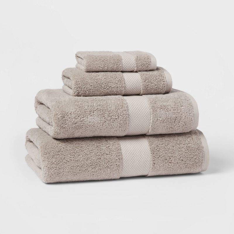 slide 4 of 5, Performance Plus Hand Towel Light Gray - Threshold™: Cotton Terry, Fade-Resistant, OEKO-TEX Certified, 1 ct