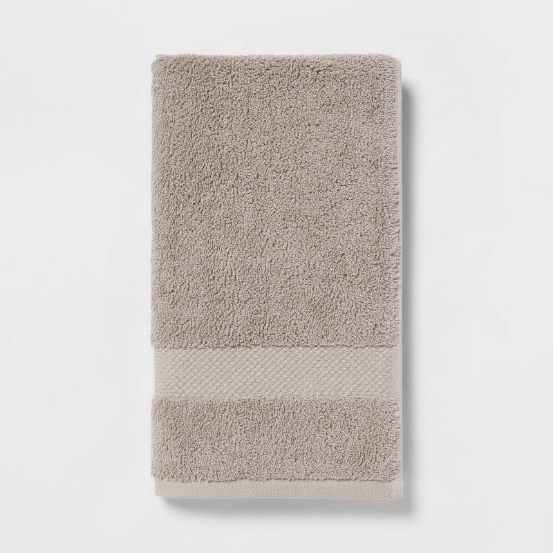 slide 1 of 5, Performance Plus Hand Towel Light Gray - Threshold™: Cotton Terry, Fade-Resistant, OEKO-TEX Certified, 1 ct