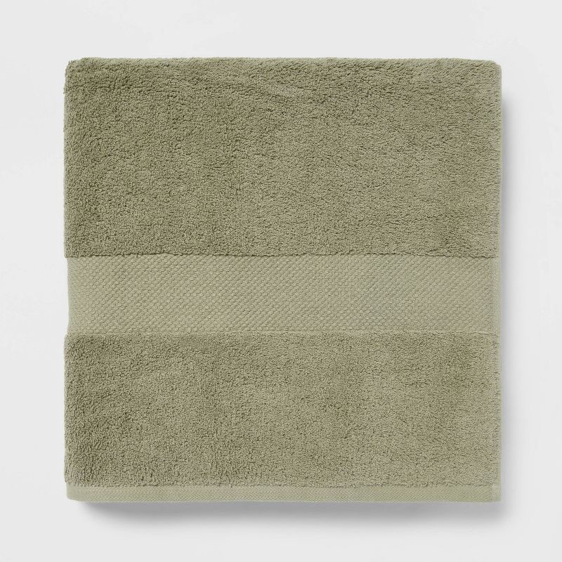 slide 1 of 5, Performance Plus Oversized Bath Towel Light Green - Threshold™: 100% Cotton, Fade-Resistant, Heavyweight Terry Bath Sheet, 1 ct