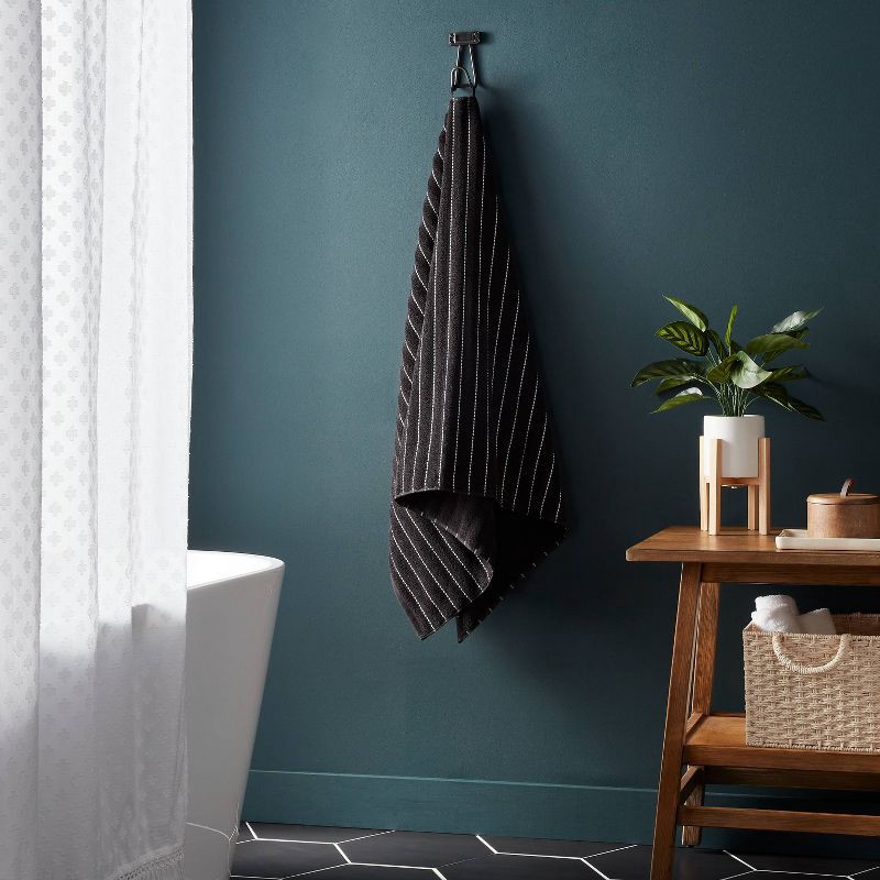 slide 2 of 5, Performance Plus Bath Towel Black Striped - Threshold™, 1 ct