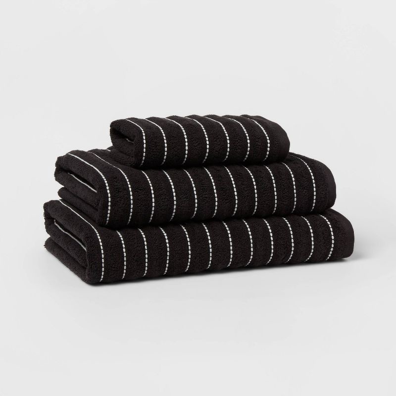 slide 4 of 5, Performance Plus Bath Towel Black Striped - Threshold™, 1 ct