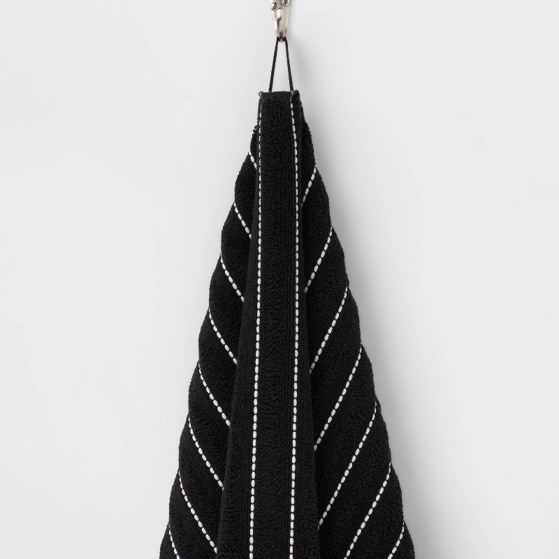 slide 5 of 5, Performance Plus Bath Towel Black Striped - Threshold™, 1 ct