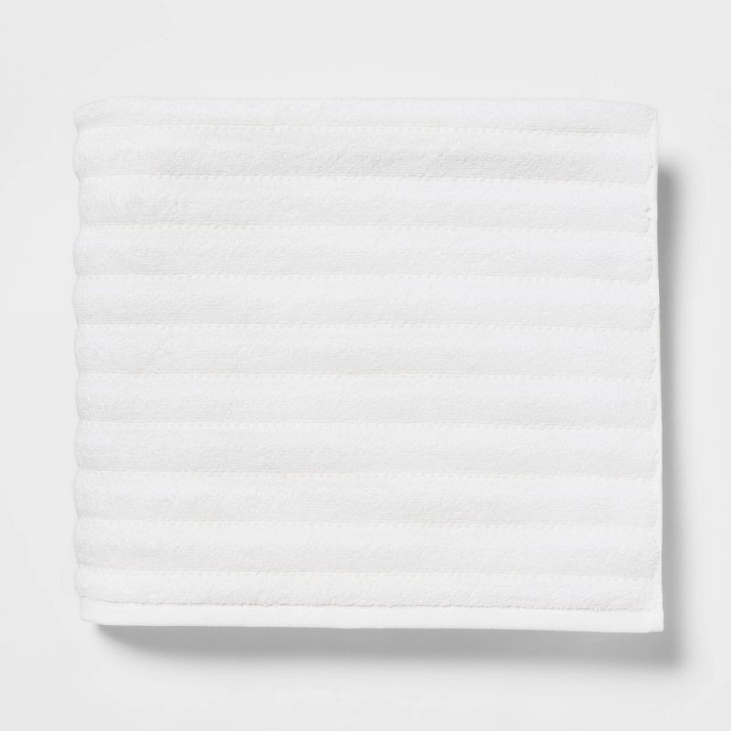 slide 1 of 5, Performance Plus Bath Towel White Striped - Threshold™: Heavyweight Cotton-Polyester Blend, Fade-Resistant, OEKO-TEX Certified, 1 ct