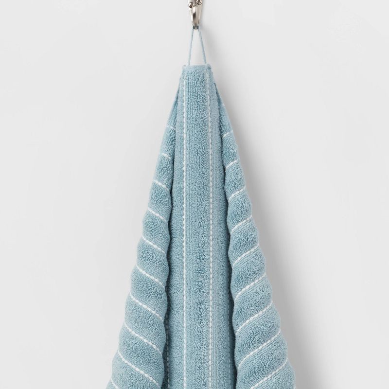 slide 5 of 5, Performance Plus Bath Towel Aqua Striped - Threshold™: Heavyweight Cotton Blend, Fade-Resistant, Machine Washable, 1 ct
