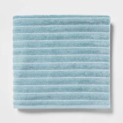Performance Plus Bath Towel Aqua Striped - Threshold™: Heavyweight Cotton Blend, Fade-Resistant, Machine Washable