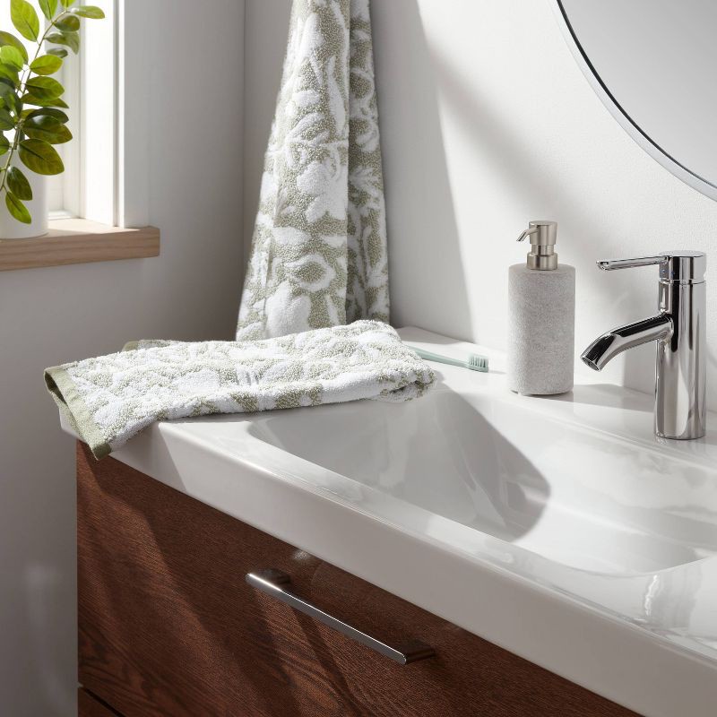 slide 2 of 5, Performance Plus Hand Towel Light Green Floral - Threshold™: Cotton Jacquard, Fade-Resistant, OEKO-TEX Certified, 1 ct