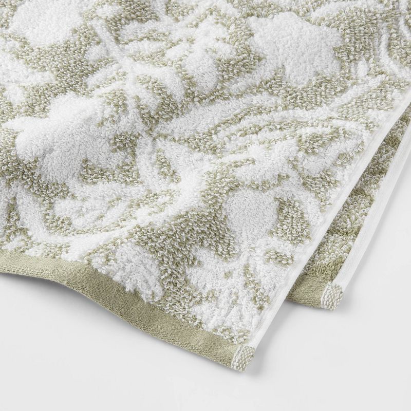 slide 3 of 5, Performance Plus Hand Towel Light Green Floral - Threshold™: Cotton Jacquard, Fade-Resistant, OEKO-TEX Certified, 1 ct