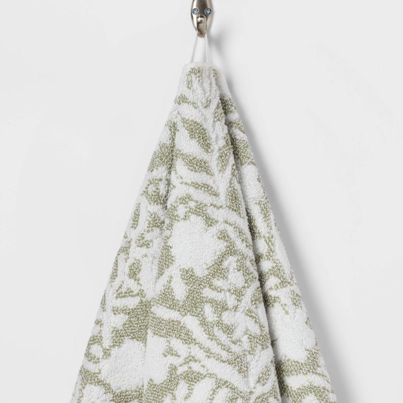 slide 5 of 5, Performance Plus Hand Towel Light Green Floral - Threshold™: Cotton Jacquard, Fade-Resistant, OEKO-TEX Certified, 1 ct