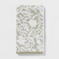 Performance Plus Hand Towel Light Green Floral - Threshold™: Cotton Jacquard, Fade-Resistant, OEKO-TEX Certified