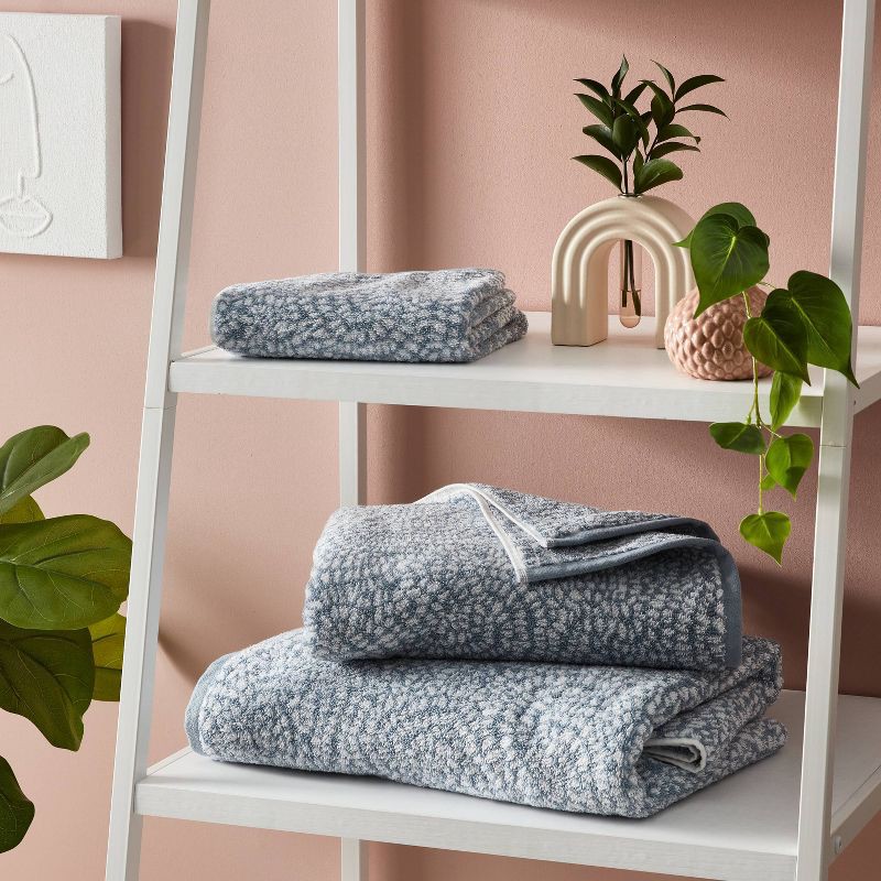 slide 2 of 5, Performance Plus Oversized Bath Towel Light Blue Geo - Threshold™: 100% Cotton, Jacquard Terry, Fade-Resistant, 1 ct