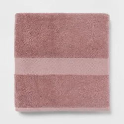 Performance Plus Oversized Bath Towel Mauve - Threshold™: Heavyweight Cotton, Fade-Resistant, Terry Cloth