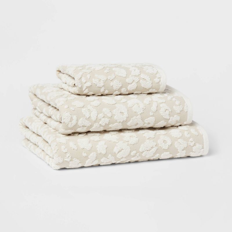 slide 4 of 5, Performance Plus Bath Towel Cream Leopard - Threshold™: Heavyweight Cotton, Jacquard Terry, OEKO-TEX Certified, 1 ct
