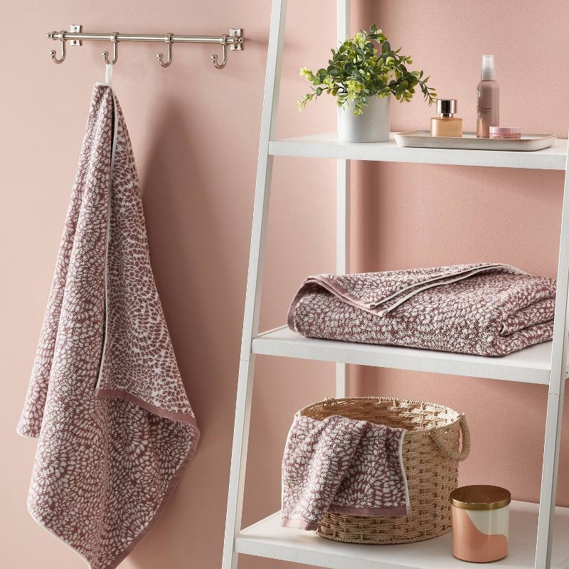 slide 2 of 5, Performance Plus Oversized Bath Towel Mauve Geo - Threshold™: 100% Cotton, Jacquard Terry, Fade-Resistant, Hanging Loop, 1 ct
