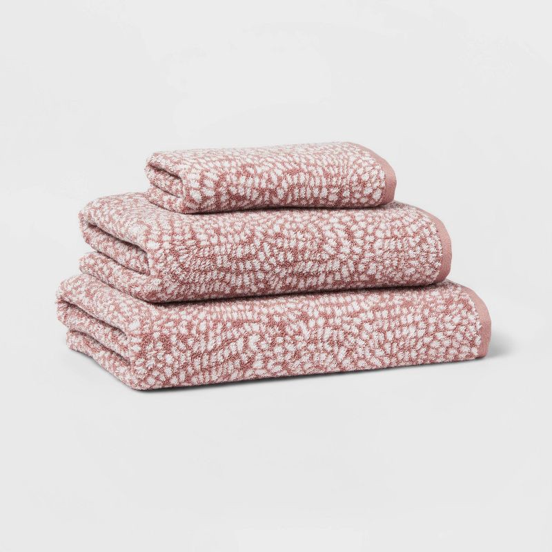 slide 4 of 5, Performance Plus Oversized Bath Towel Mauve Geo - Threshold™: 100% Cotton, Jacquard Terry, Fade-Resistant, Hanging Loop, 1 ct