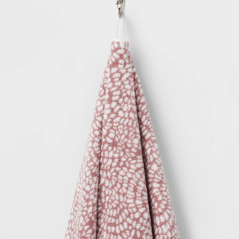 slide 5 of 5, Performance Plus Oversized Bath Towel Mauve Geo - Threshold™: 100% Cotton, Jacquard Terry, Fade-Resistant, Hanging Loop, 1 ct