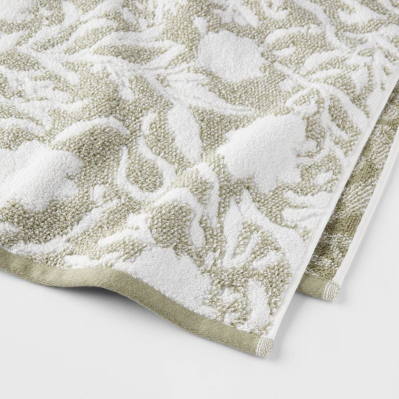 slide 3 of 5, Performance Plus Oversized Bath Towel Light Green Floral - Threshold™: 100% Cotton, Jacquard Terry, Fade-Resistant, 1 ct