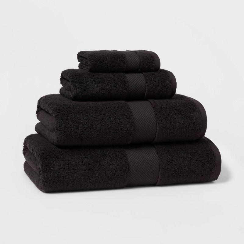 slide 4 of 5, Performance Plus Oversized Bath Towel Black - Threshold™: Cotton Terry, Fade-Resistant, 550-800 GSM, Machine Washable, 1 ct