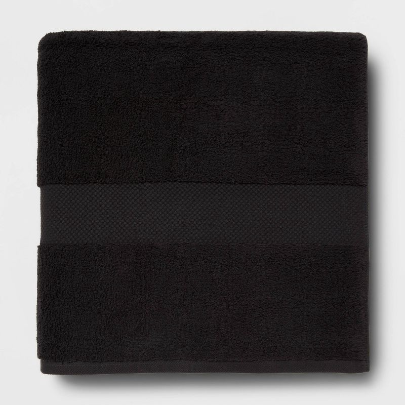 slide 1 of 5, Performance Plus Oversized Bath Towel Black - Threshold™: Cotton Terry, Fade-Resistant, 550-800 GSM, Machine Washable, 1 ct