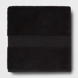 Performance Plus Oversized Bath Towel Black - Threshold™: Cotton Terry, Fade-Resistant, 550-800 GSM, Machine Washable