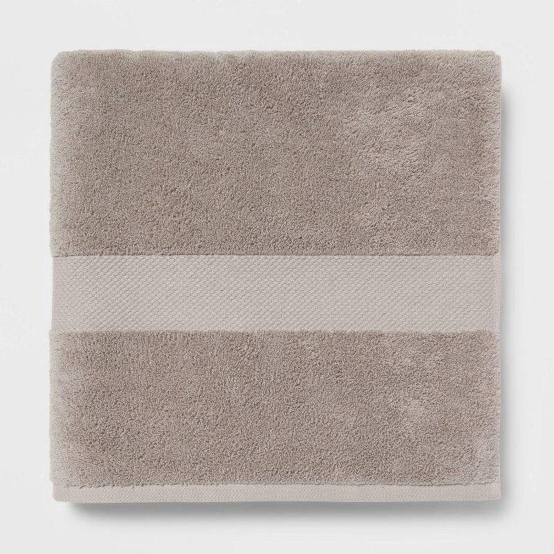 slide 1 of 5, Oversized Performance Plus Bath Towel Light Gray - Threshold™: 100% Cotton, Fade-Resistant, Heavyweight Terry Bath Sheet, 1 ct