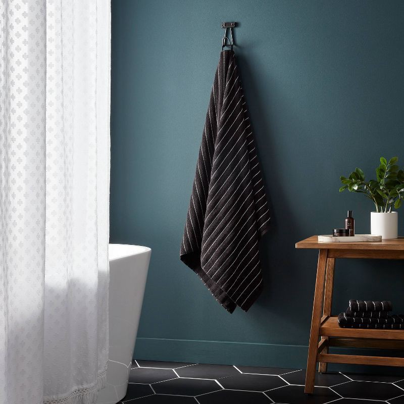 slide 2 of 5, Performance Plus Oversized Bath Towel Black Striped - Threshold™, 1 ct