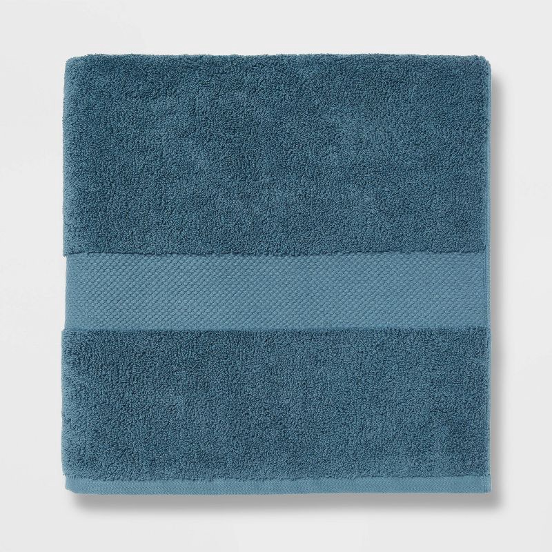 slide 1 of 5, Performance Plus Oversized Bath Towel Turquoise - Threshold™: Heavyweight Cotton, Fade-Resistant, Hanging Loop, 1 ct