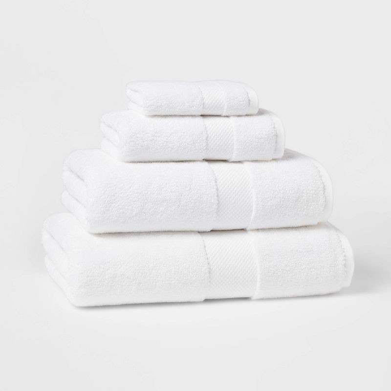 slide 4 of 5, Performance Plus Oversized Bath Towel White - Threshold™: 100% Cotton, Heavyweight 550-800 GSM, Machine Washable, 1 ct