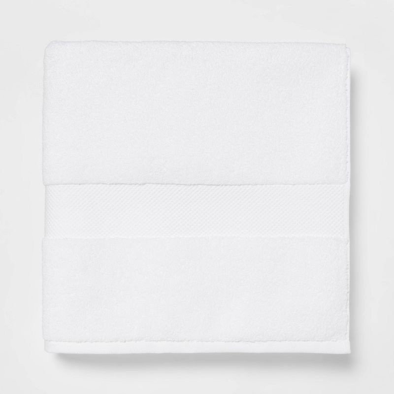 slide 1 of 5, Performance Plus Oversized Bath Towel White - Threshold™: 100% Cotton, Heavyweight 550-800 GSM, Machine Washable, 1 ct