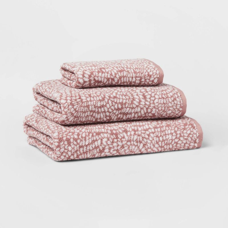 slide 4 of 5, Performance Plus Hand Towel Mauve Geo - Threshold™: Cotton Jacquard, Fade-Resistant, 550 GSM, 1 ct