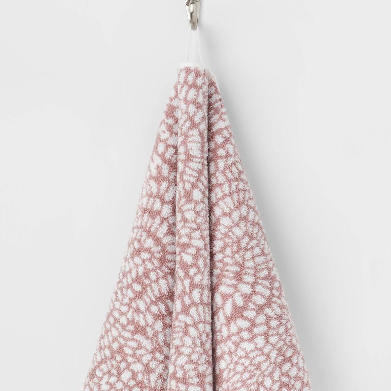 slide 5 of 5, Performance Plus Hand Towel Mauve Geo - Threshold™: Cotton Jacquard, Fade-Resistant, 550 GSM, 1 ct