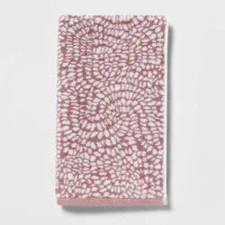 Performance Plus Hand Towel Mauve Geo - Threshold™: Cotton Jacquard, Fade-Resistant, 550 GSM
