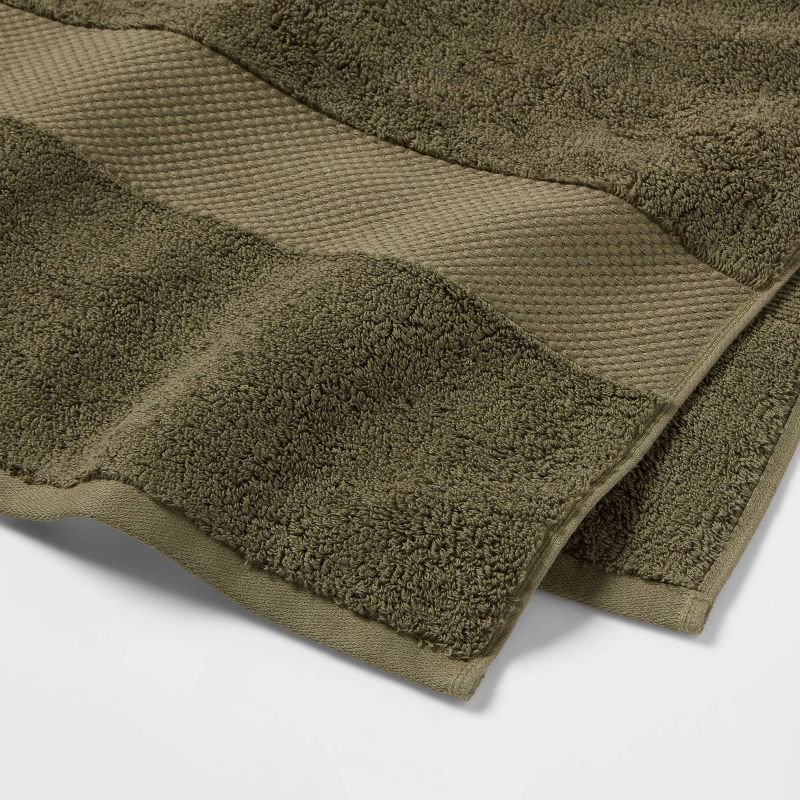 slide 3 of 5, Performance Plus Oversized Bath Towel Dark Green - Threshold™: 100% Cotton, Fade-Resistant, Terry Cloth, Machine Washable, 1 ct