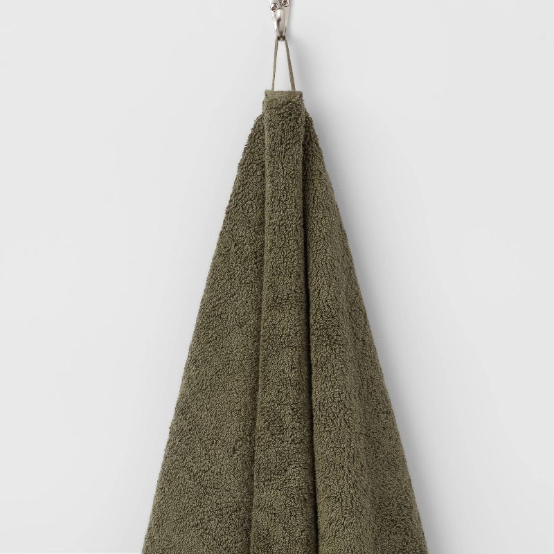 slide 5 of 5, Performance Plus Oversized Bath Towel Dark Green - Threshold™: 100% Cotton, Fade-Resistant, Terry Cloth, Machine Washable, 1 ct