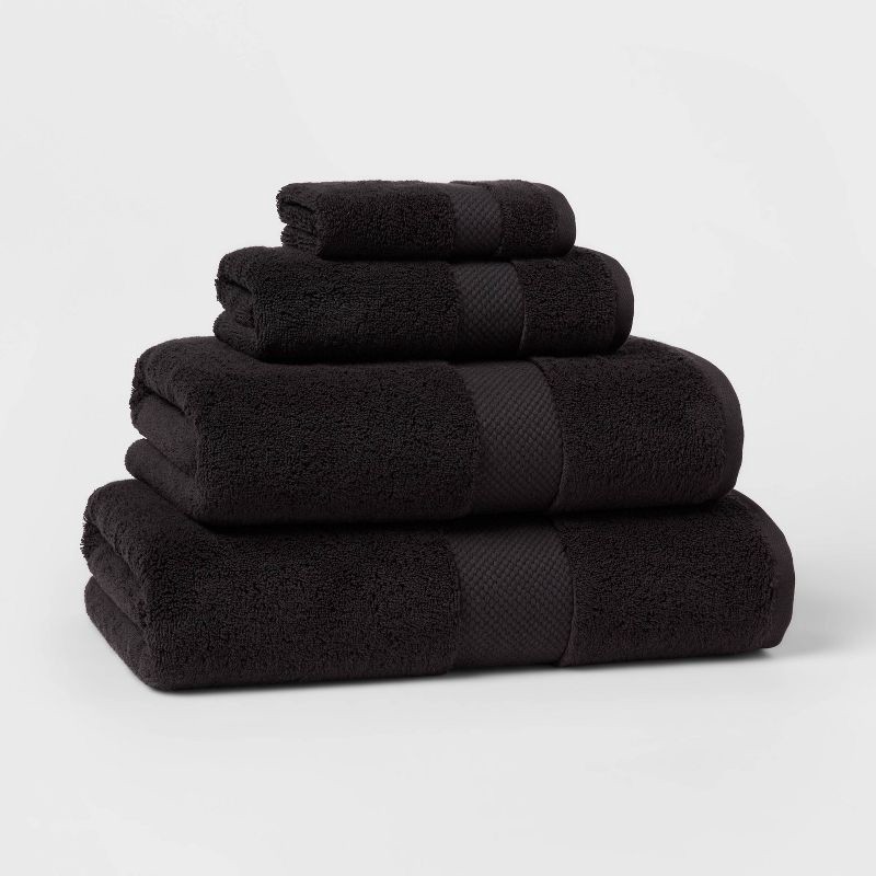 slide 4 of 5, Performance Plus Hand Towel Black - Threshold™: Cotton Terry, Fade-Resistant, Machine Washable, 1 ct