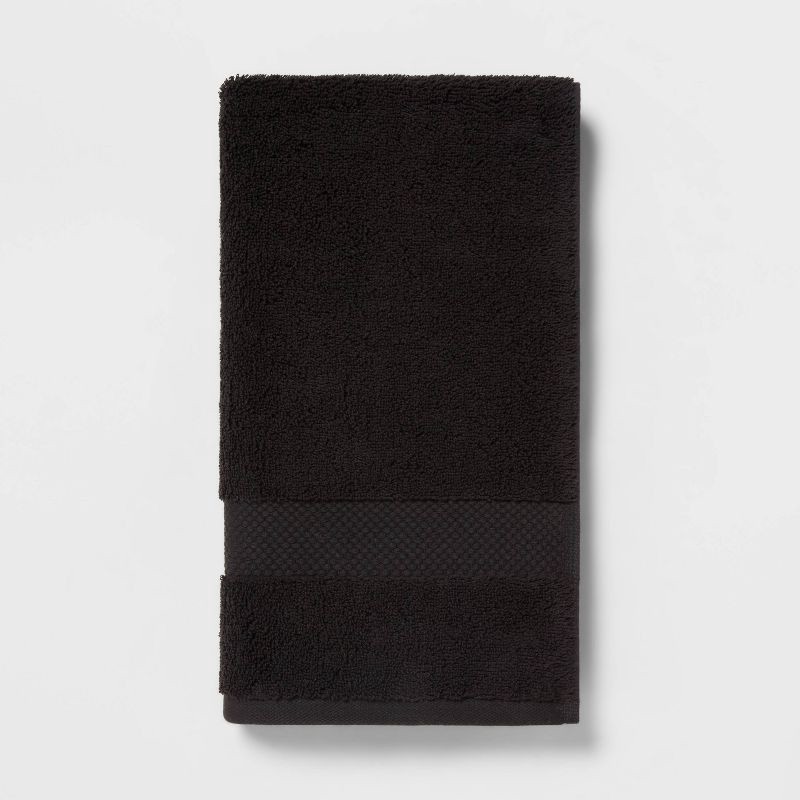 slide 1 of 5, Performance Plus Hand Towel Black - Threshold™: Cotton Terry, Fade-Resistant, Machine Washable, 1 ct