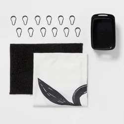 15pc Abstract Floral Shower Curtain Set Black - Room Essentials™: Complete Bath Ensemble with Rug & Rings