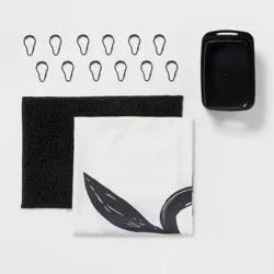 15pc Abstract Floral Shower Curtain Set Black - Room Essentials™: Complete Bath Ensemble with Rug & Rings