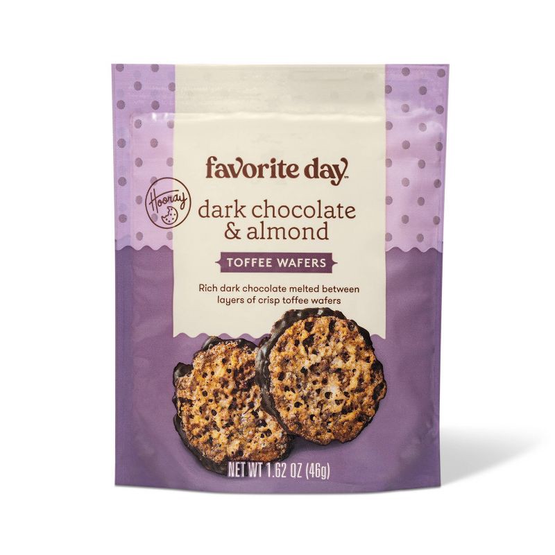 slide 1 of 3, Single Serve Dark Chocolate & Almond Toffee Wafers - 1.62oz - Favorite Day™, 1.62 oz