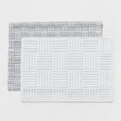 2pc 17"x24" Modern Rug Set Gray - Threshold™: Cotton Jacquard Bathroom Mats, OEKO-TEX Certified