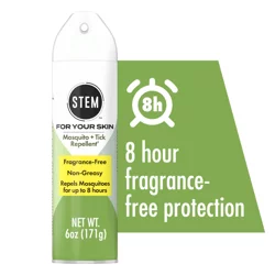 STEM Bug Spray, Mosquito And Tick Repellent For Your Skin, Fragrance-Free, 6 oz