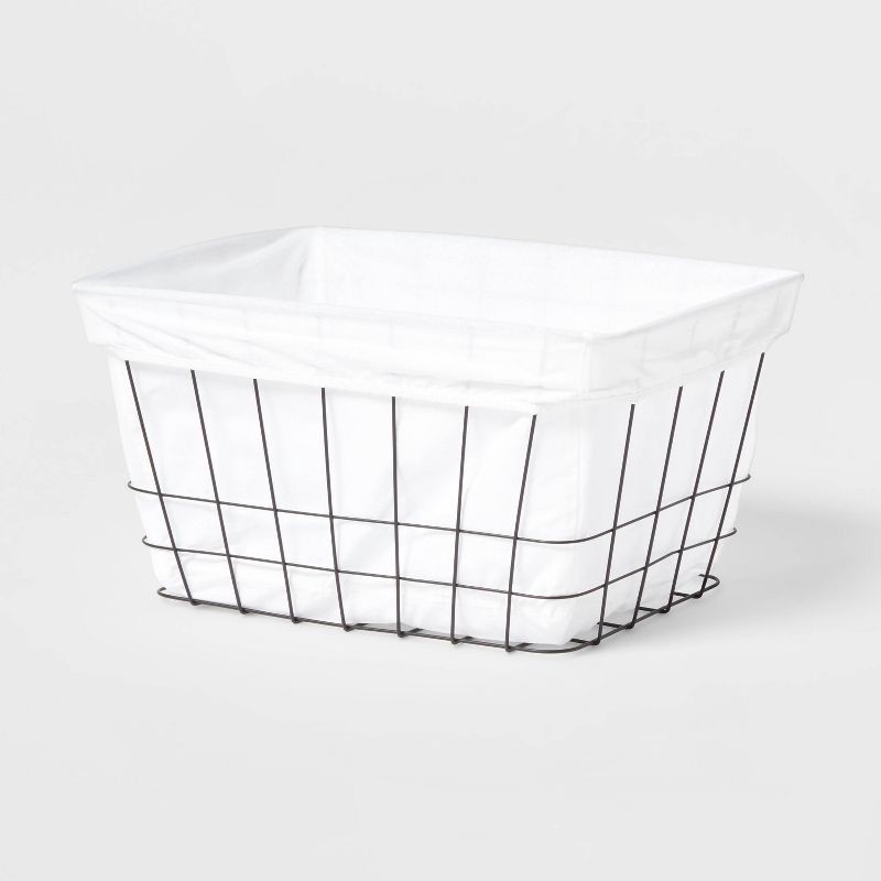 slide 1 of 3, Metal Wire Laundry Basket with Fabric Liner - Brightroom™, 1 ct