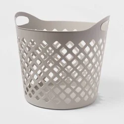 1bu Flexible Diamond Round Laundry Basket Gray - Brightroom™: Polyethylene, 35.2L Capacity, Built-In Handles, Multipurpose