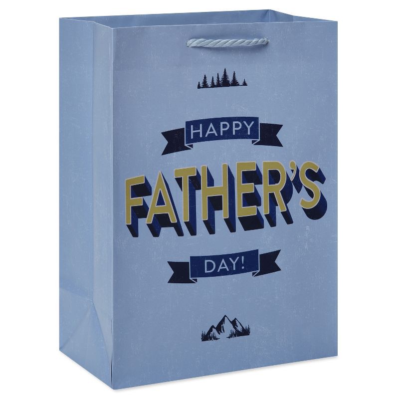 slide 1 of 1, American Greetings Medium Specialty Bag 'Happy Father's Day' Banner with Mountains Blue, 1 ct