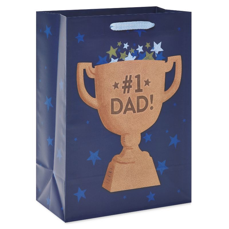 slide 1 of 1, American Greetings Medium Specialty Bag Dad Trophy Blue, 1 ct