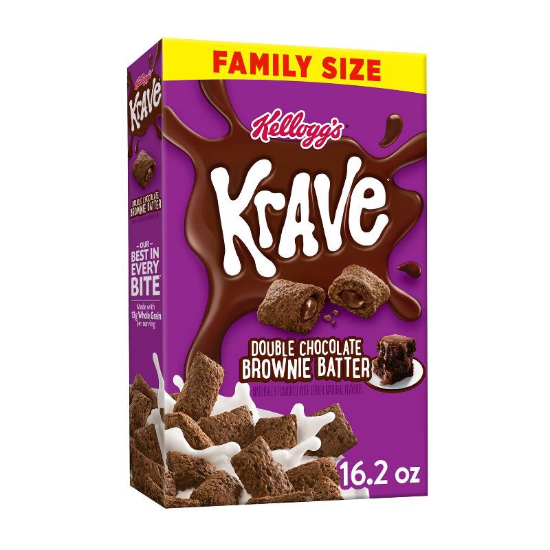 slide 1 of 11, Kellogg's Krave Double Chocolate Brownie Batter Breakfast Cereal - 16.2oz, 16.2 oz