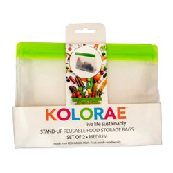 Kolorae Stand-Up Reusable Food Storage Bags, Set of 2, Medium