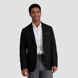 Haggar H26 Men's Flex Series Slim Fit Blazer - Black 40: Midweight Knit, Notched Collar, Front Button, 5 Pockets