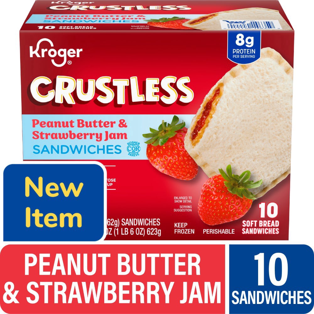 slide 1 of 4, Kroger® Crustless Peanut Butter & Strawberry Jam Sandwiches, 10 ct / 2.2 oz